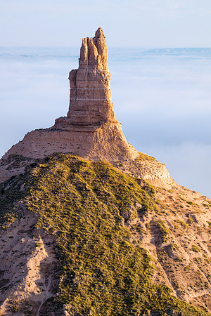 A landscape photograph of Chimney Rock National Historic Site in western Nebraska.